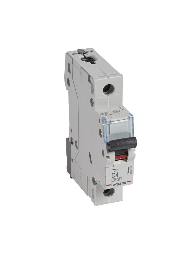 Wyłącznik Nadprądowy S 301 1P D4A 6kA TX3 403716 LEGRAND
