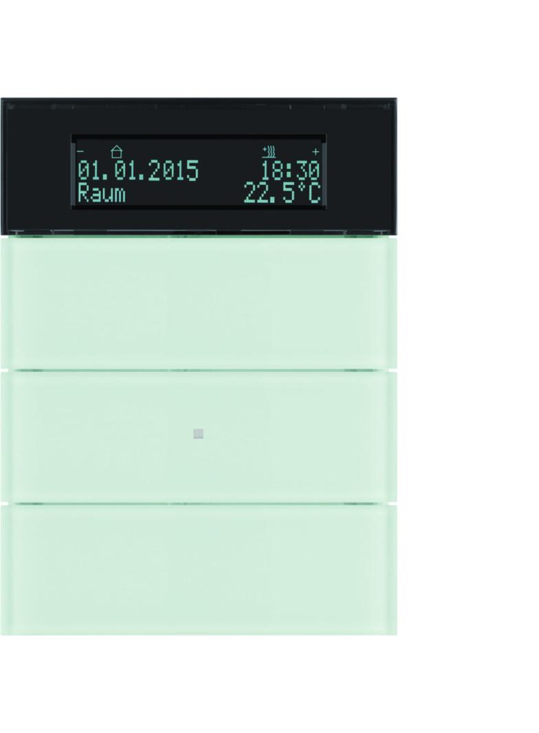 BERKER B.IQ Przycisk potrójny z regulatorem temperatury i wyświetlaczem szkło białe 75663590 HAGER
