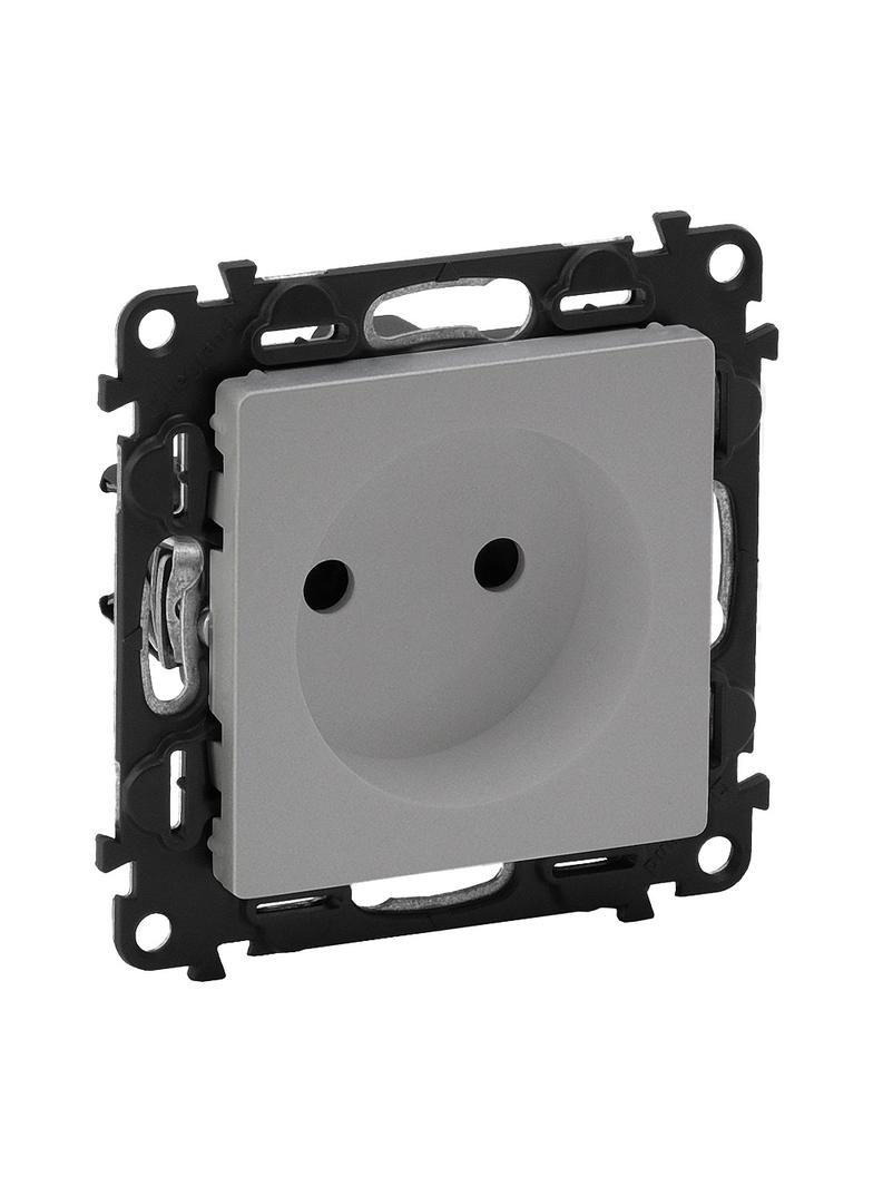 Valena Life Gniazdo Pojedyncze Bez Uziemienia /Z Przesłonami/ Aluminium 16A – 250 V 753316 LEGRAND