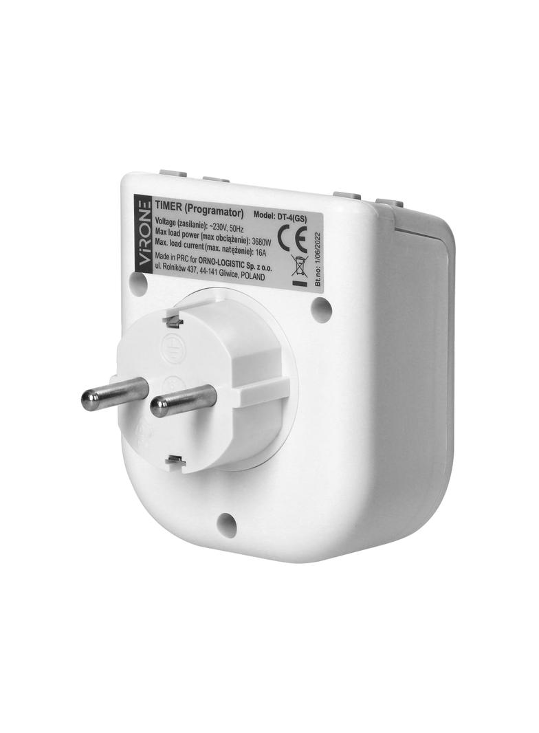 Elektroniczny programator czasowy z górnym wyświetlaczem LCD 230 VAC 3680W Schuko 16 punktów przeł D