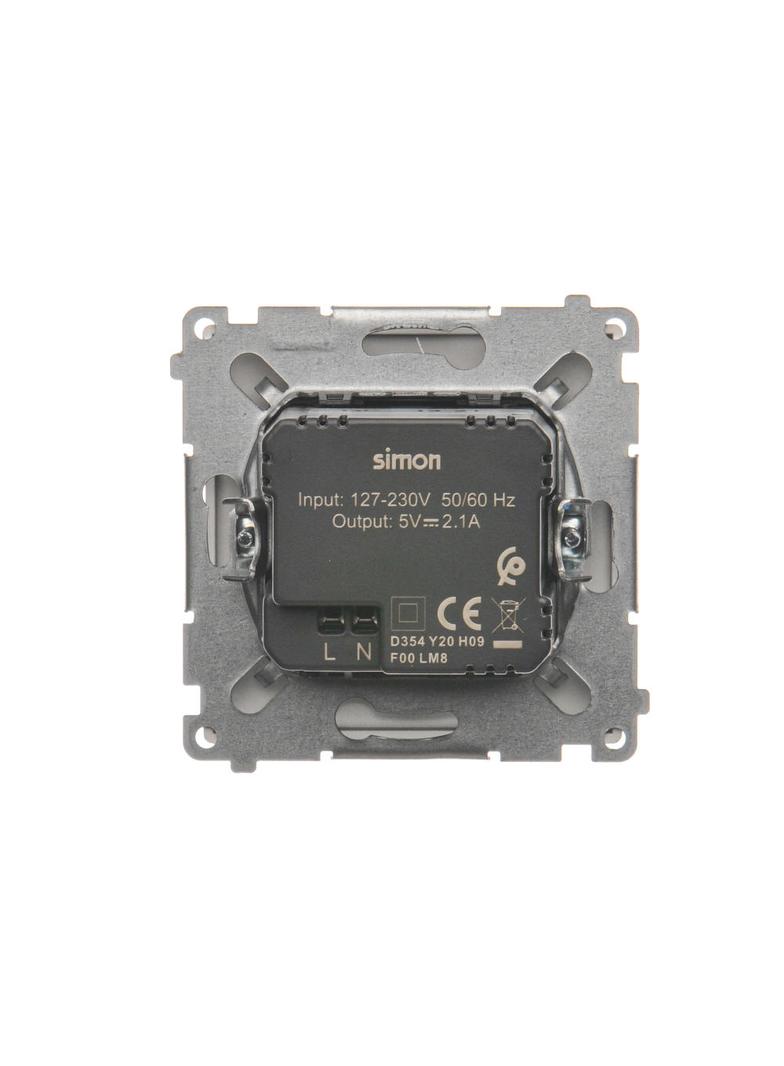 Simon Basic Ładowarka 2 x USB 2.1 A 5V DC 230V srebrny mat