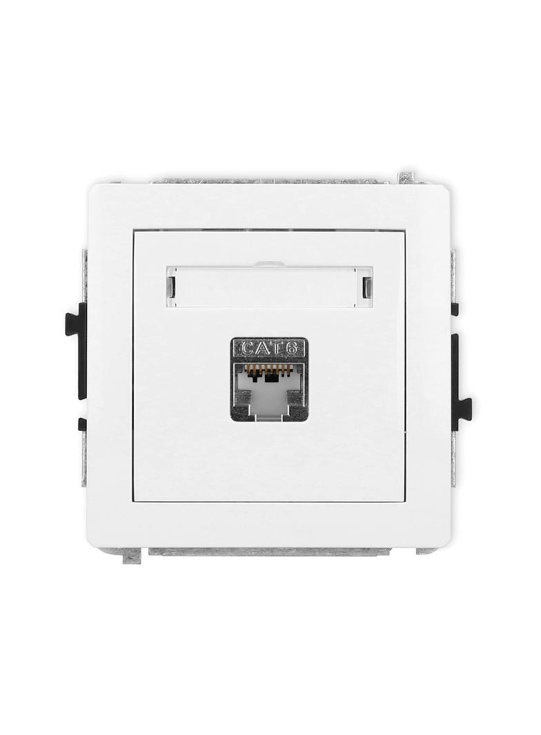 DECO Mechanizm gniazda komputerowego pojedynczego 1xRJ45, kat. 5e, ekranowany, 8-stykowy biały