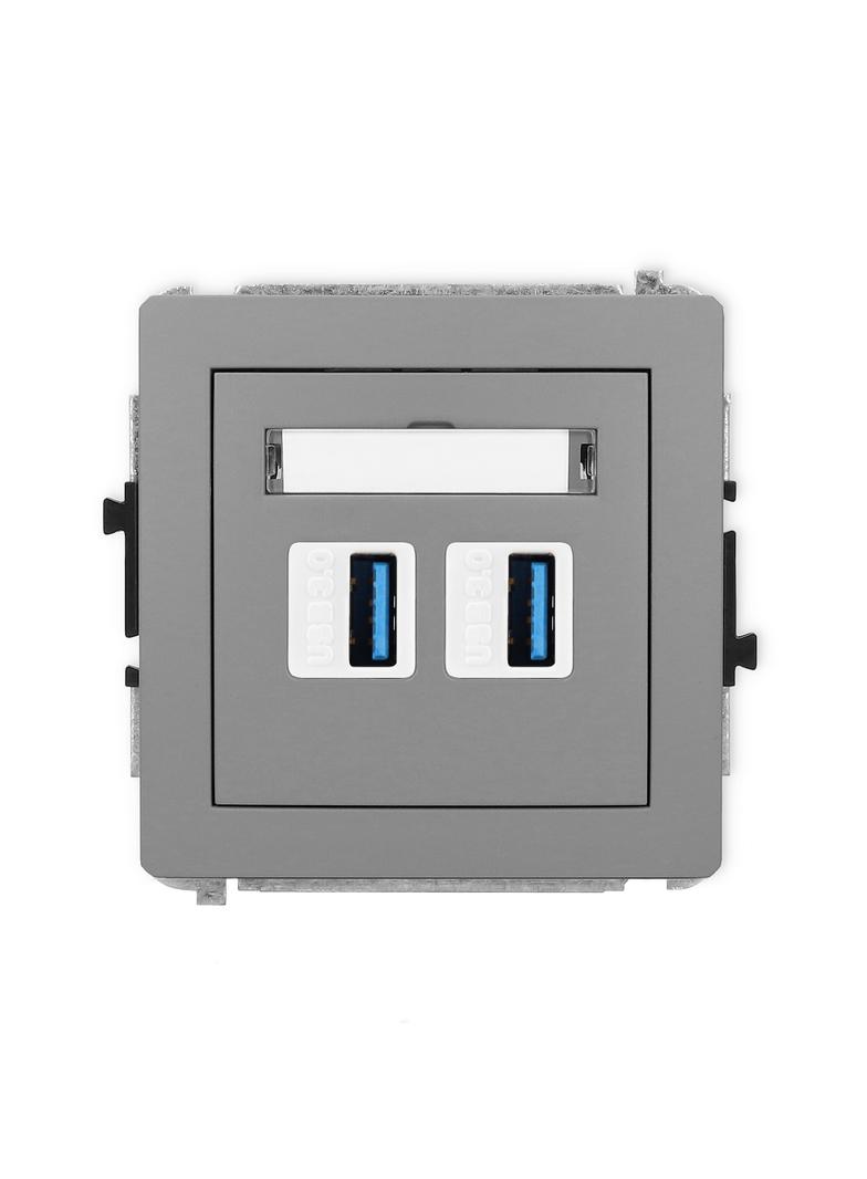 DECO Mechanizm gniazda podwójnego 2xUSB A-A 3.0 szary mat