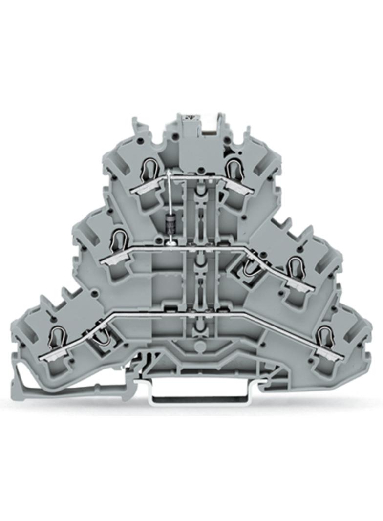 Złączka szynowa 3‑pietrowa diodowa 4mm2 szara 2002‑3211/1000‑410 TOPJOBS /50szt./ WAGO
