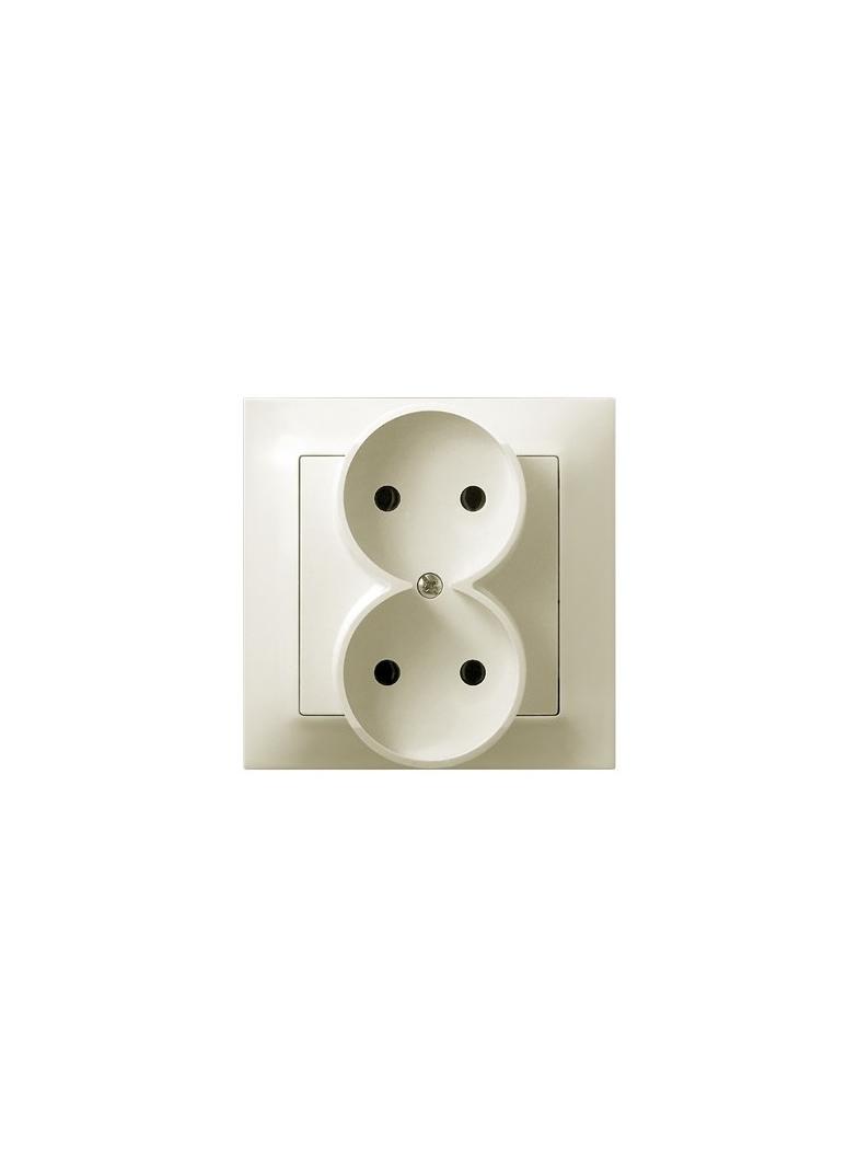 IMPRESJA Gniazdo podwójne kompletne z ramką - kolor ecru