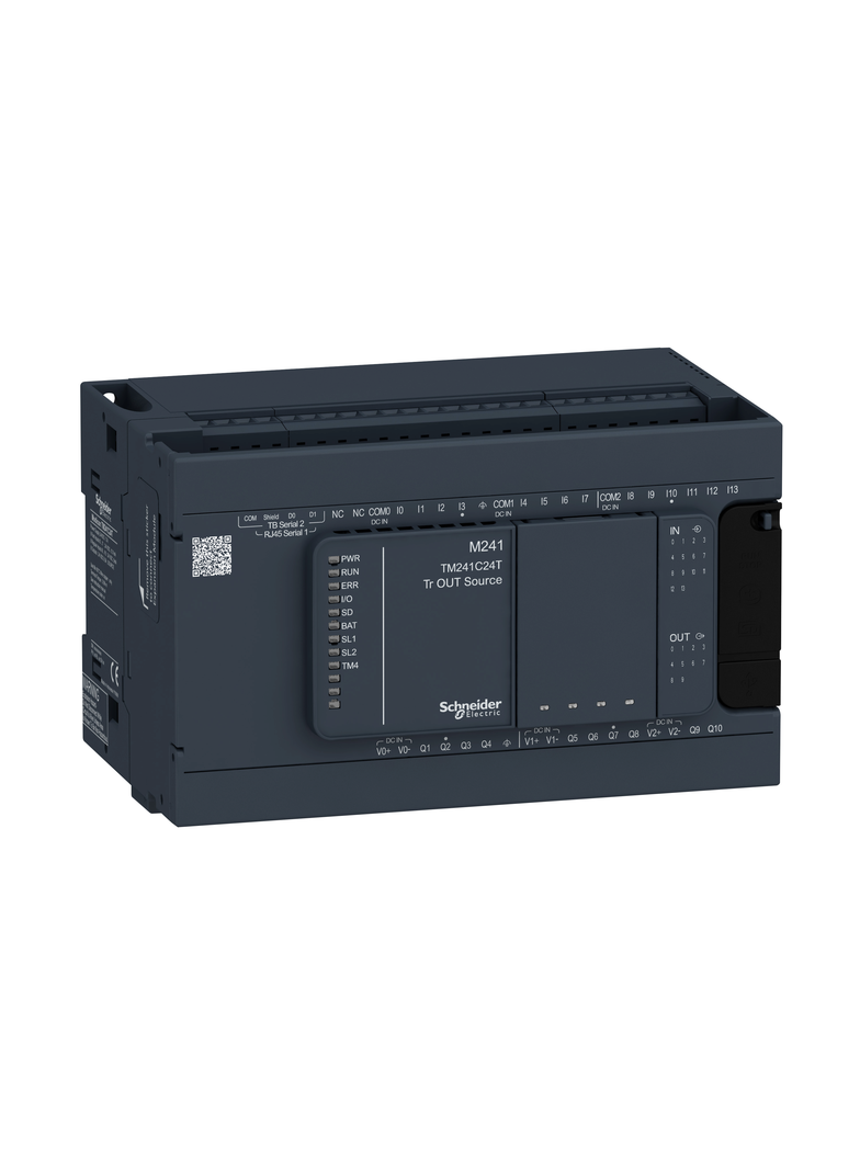 Modicon M241, sterownik, RJ45, 14 wejść, 10 wyjść tranzystorowych PNP, 24 VDC