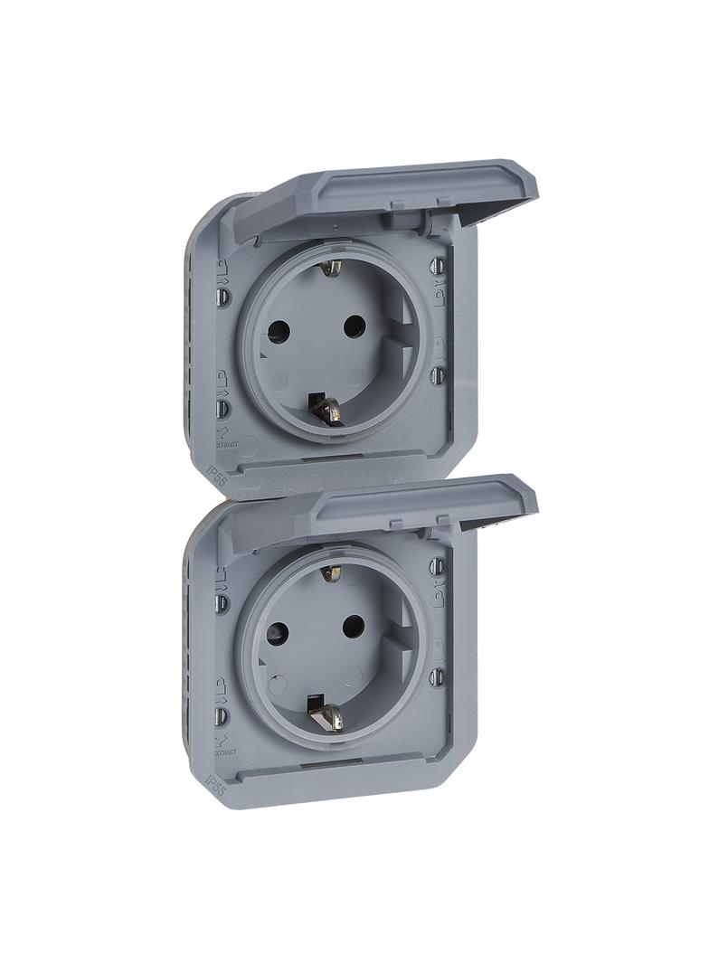 NOWE PLEXO - GNIAZDO SCHUKO 2X2P+Z PIONOWE MECHANIZM 16A-250V SZARE 069577L LEGRAND