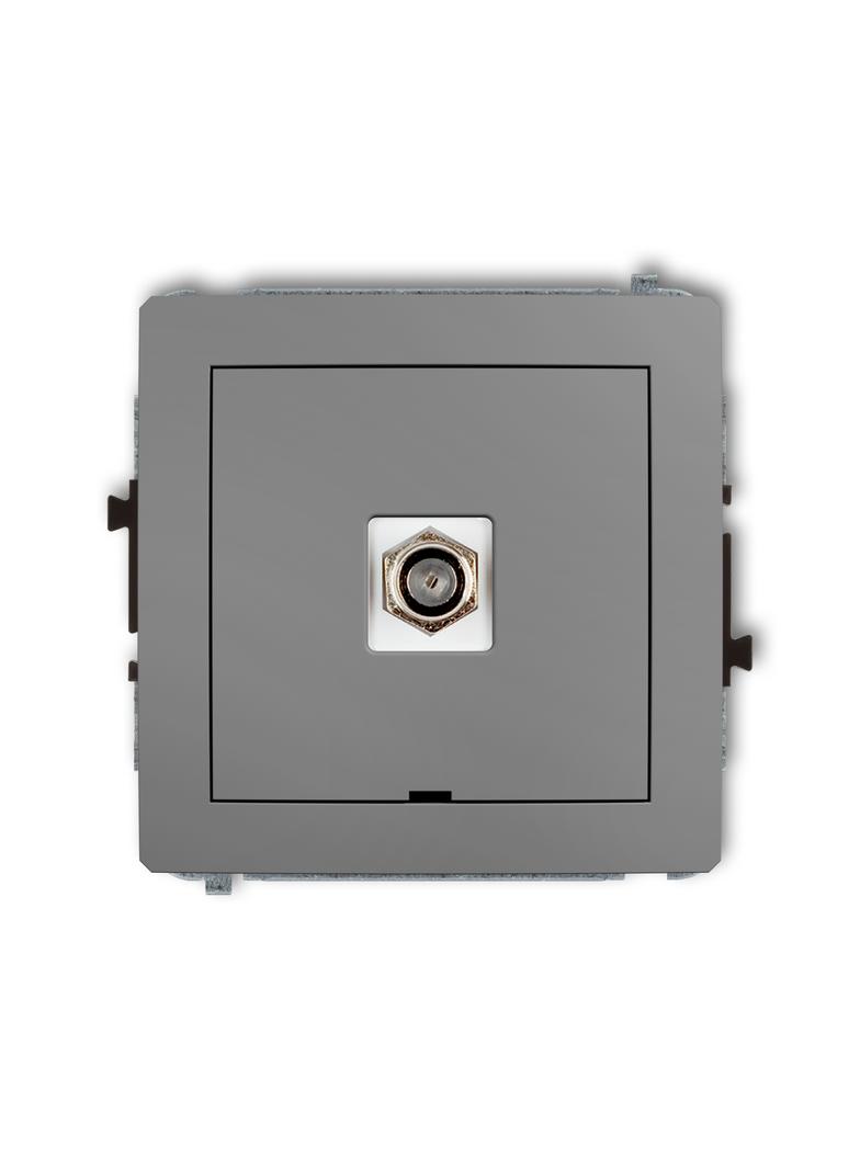 DECO Mechanizm gniazda antenowego pojedynczego typu F (SAT) niklowany, bez pola opisowego szary mat