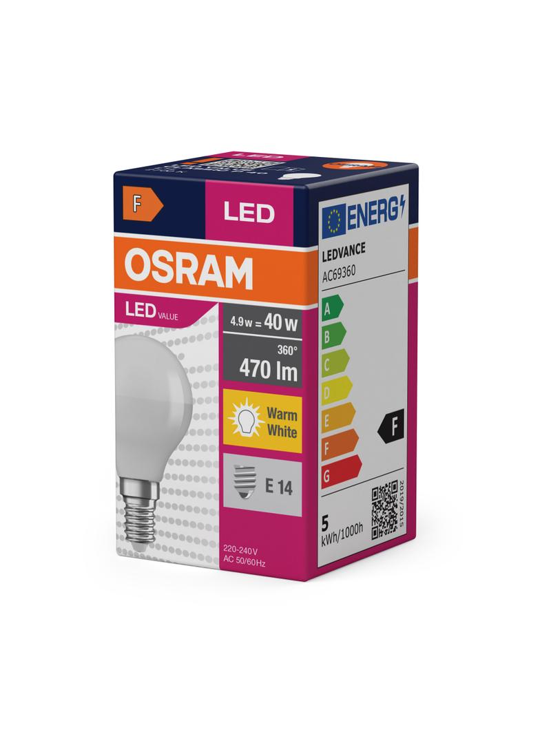 Żarówka LED E14 5/40W 470lm 200° 2700K ciepła biel VALUE OSRAM