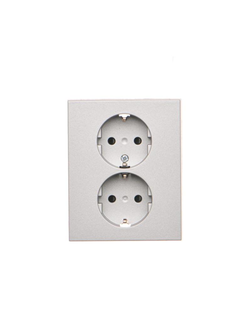 Simon 55 Gniazdo Schuko z przesłonami podwójne zaciski śrubowe Aluminium mat TGSZ2PZFAR/143 KONTAKT