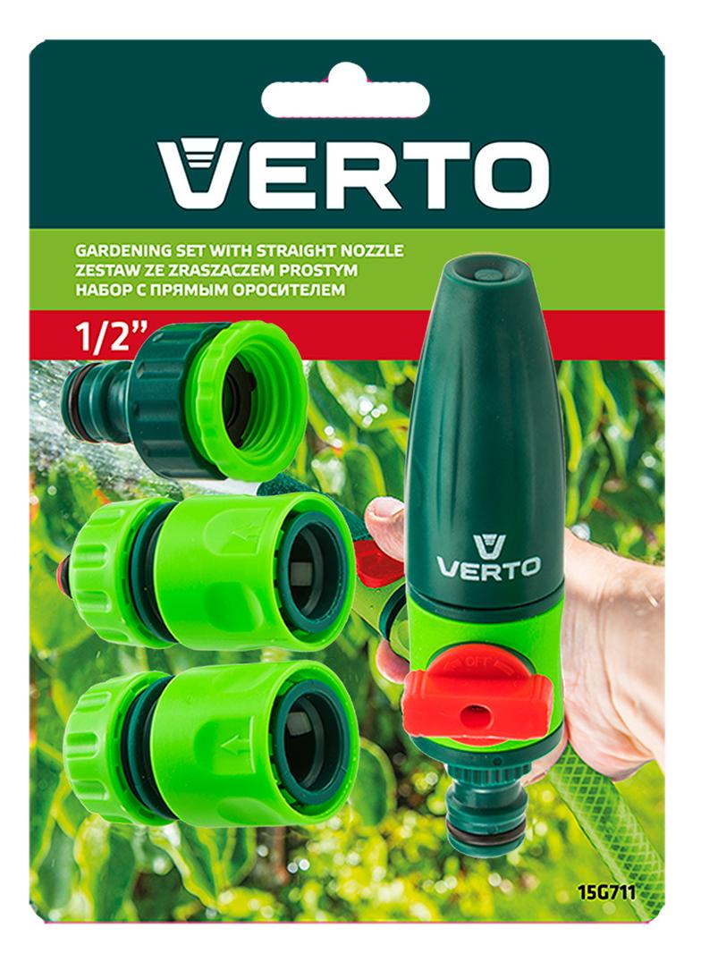 Zestaw ze zraszaczem prostym, złączkami, przyłączem do kranu 1/2"