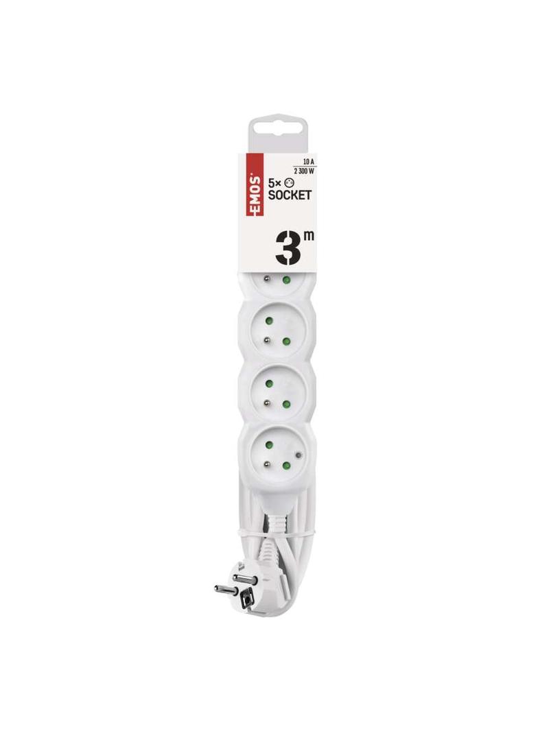 Przedłużacz z uziemieniem 5 gniazd 3m PVC biały P0513 EMOS