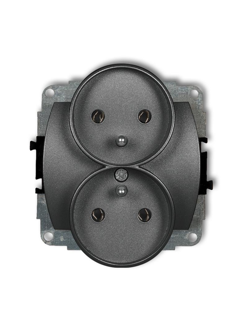 TREND Mechanizm gniazda podwójnego do ramki poziomej z uziemieniem 2x(2P+Z) (przesłony torów prądowy