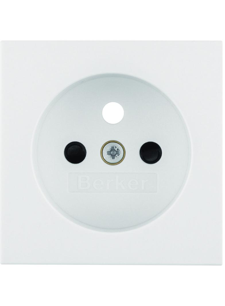 BERKER B.Kwadrat Płytka czołowa z przysłonami styków do gniazda z uziemieniem biały 3965768999 HAGER