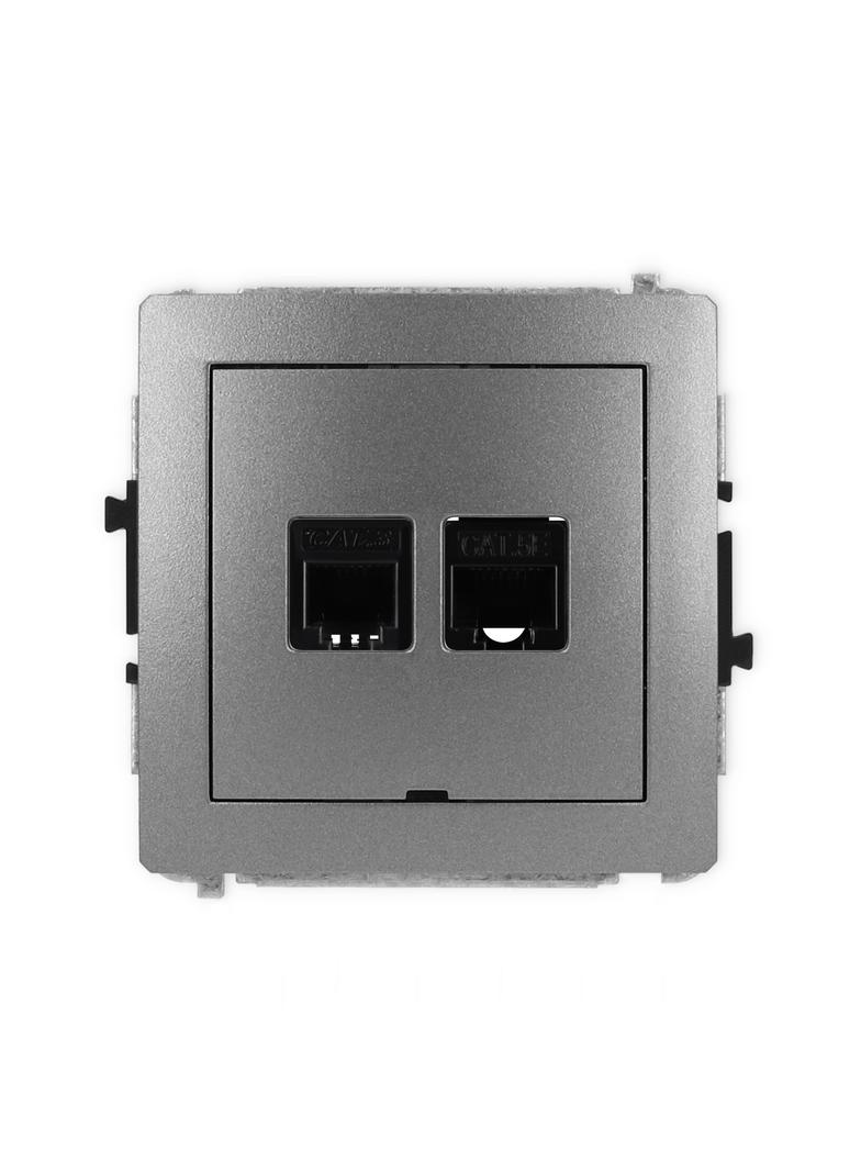 DECO Mechanizm gniazda telefonicznego pojedynczego 1xRJ11 + komputerowego pojedynczego 1xRJ45, kat.