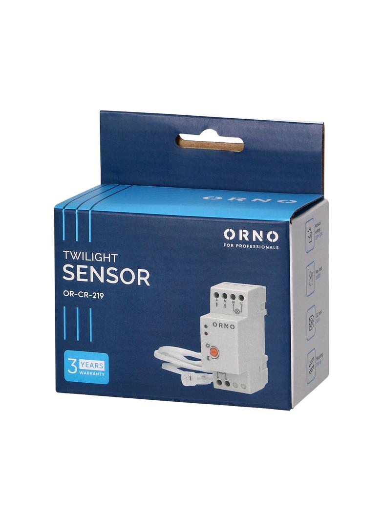 Czujnik zmierzchowy na szynę DIN z hermetyczną zewnętrzną sondą IP65 3000W OR-CR-219 ORNO