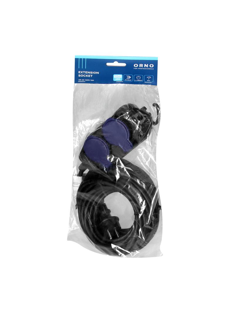 Przedłużacz warsztatowy gumowy z hakiem 4 gniazda z klapką IP44 kabel 10m OR-AE-13299/10M ORNO