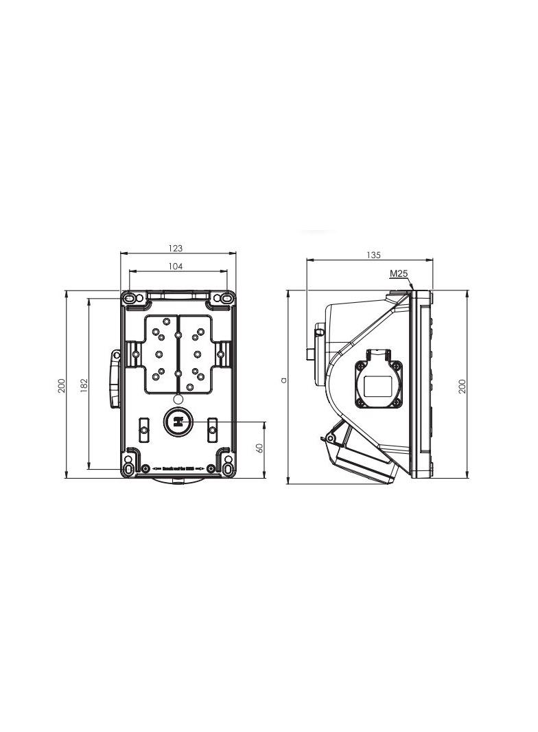 GNIAZDO Z WYŁĄCZNIKIEM " COMBO-POL" 32A 400V 3P+Z, gniazdo 230V, wył. L-O-P IP44