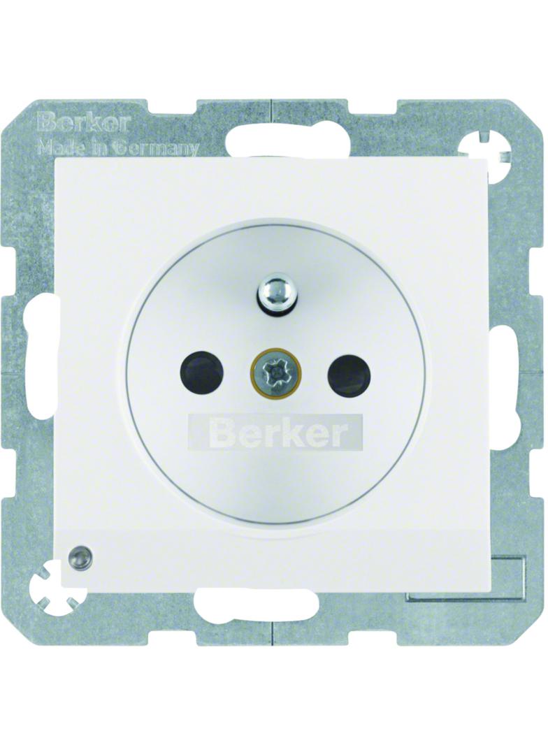 BERKER B.3/B.7 Gniazdo z uziemieniem i podświetleniem orientacyjnym LED biały 6765101909 HAGER