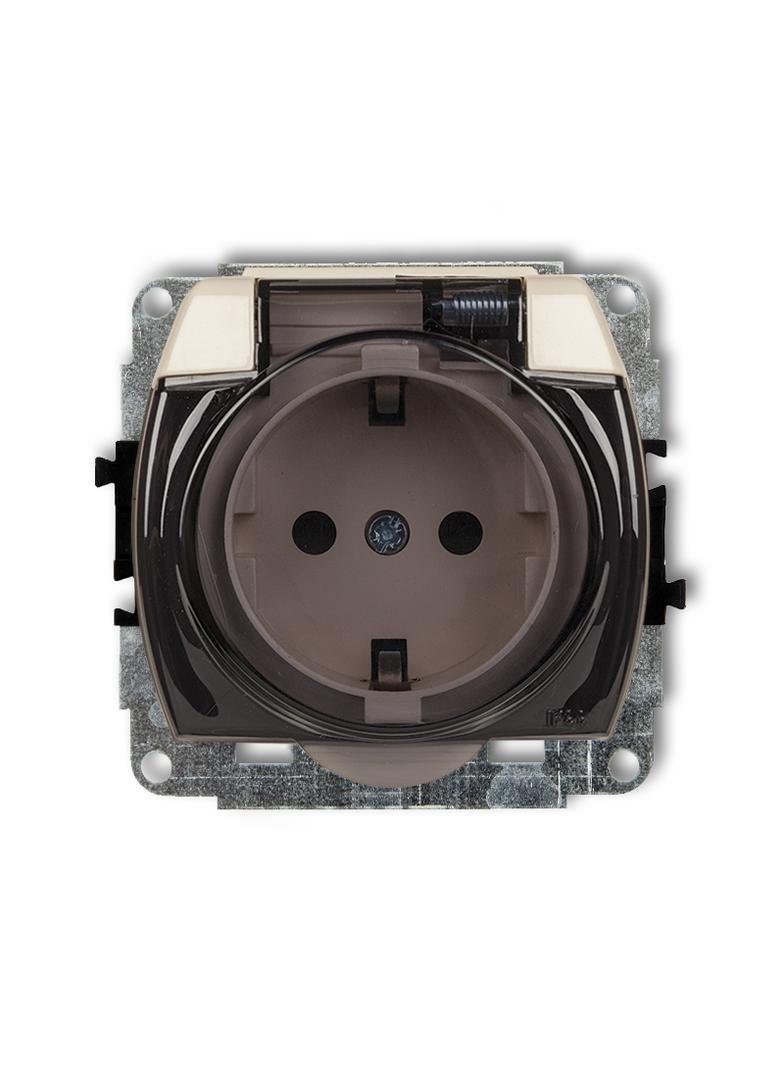 TREND Mechanizm gniazda bryzgoszczelnego z uziemieniem SCHUKO 2P+Z (klapka dymna, przesłony torów pr