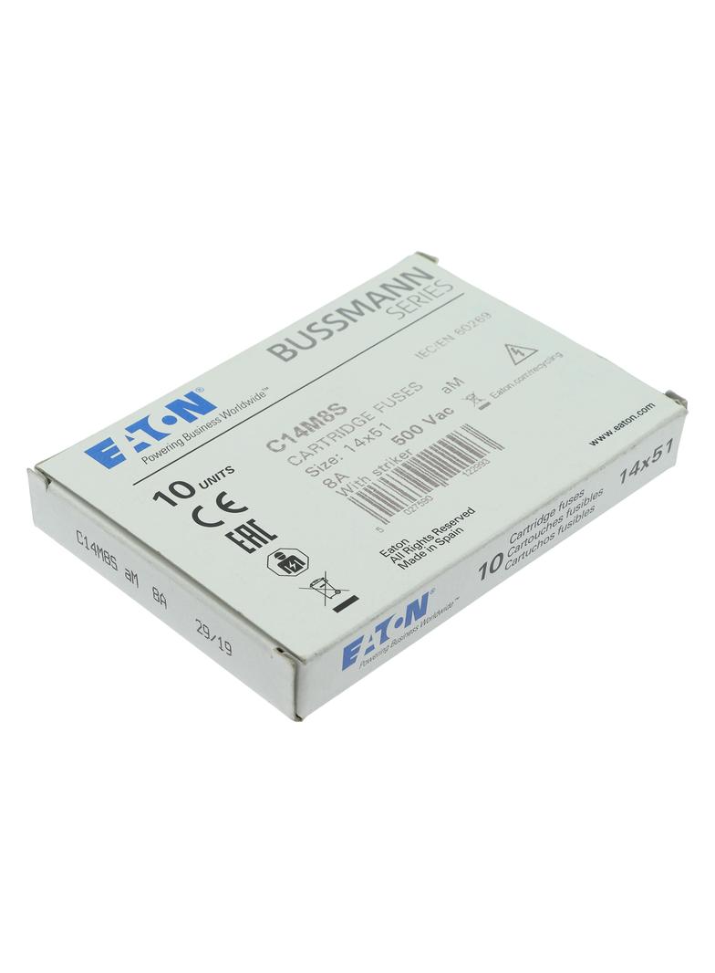 C14M8S Wkładka cylindryczna z wybijakiem 14x51 8A GG 500V AC C14M8S EATON