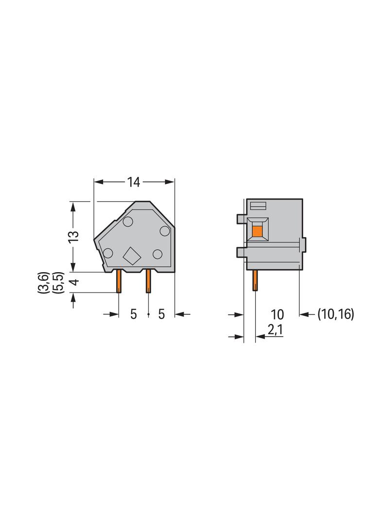 Złączka do płytek drukowanych ciemnoszara raster 10/10,16mm 236‑762/332‑000 /100szt./ WAGO
