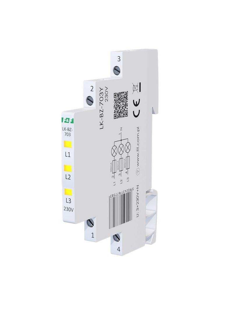 Lampka kontrolna zasilania z zabezpieczeniem 1/3S 3xLED ŻÓŁTA LK-BZ-703Y F&F
