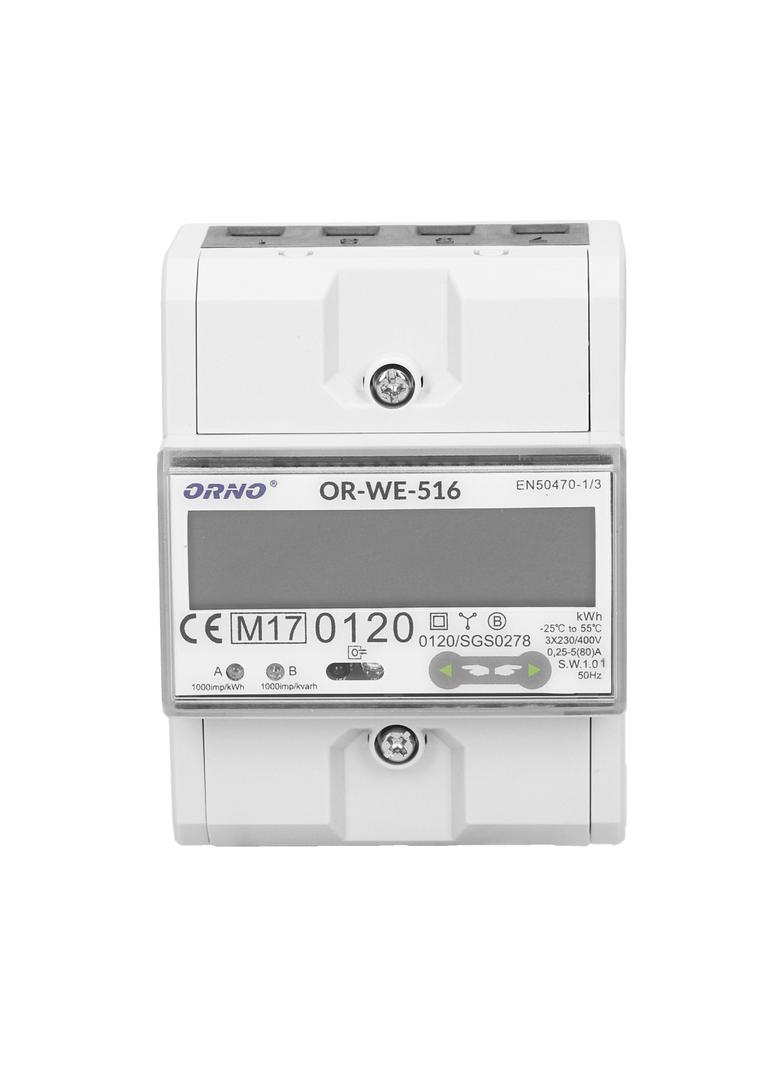 3-fazowy licznik energii elektrycznej 80A port RS-485 MID 3 moduły DIN TH-35mm OR-WE-516 ORNO