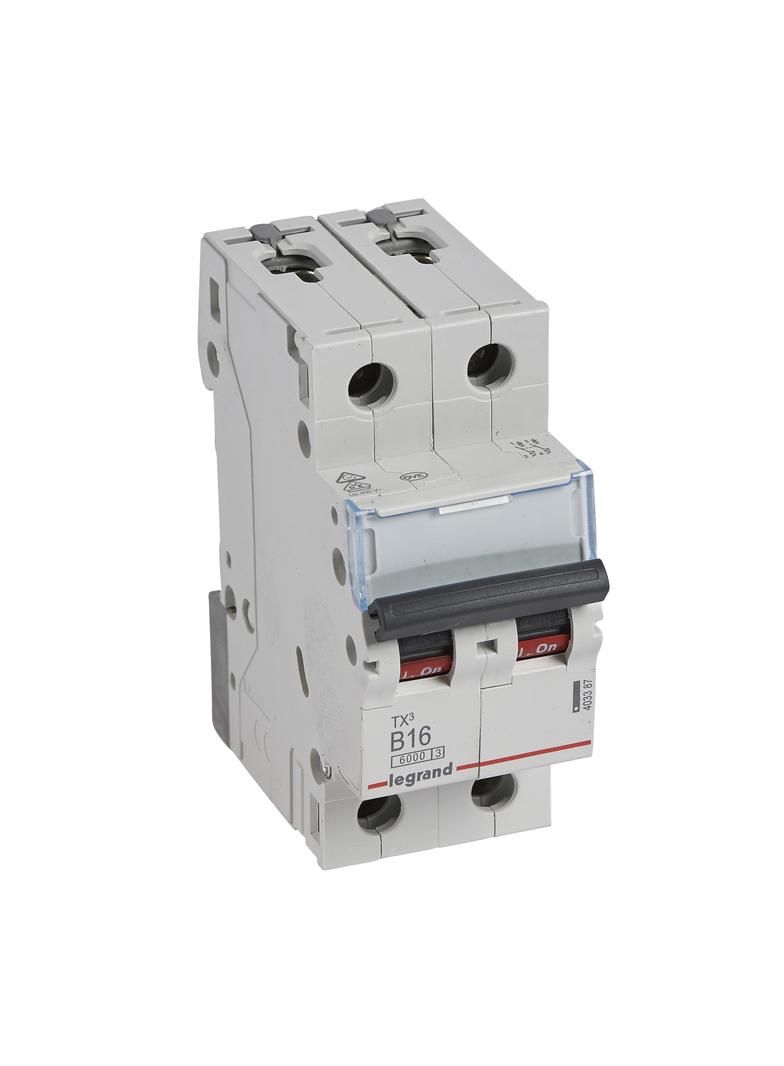 WYŁĄCZNIK NADPRĄDOWY S 302 2P B 16A 6000A SERII TX3, Legrand
