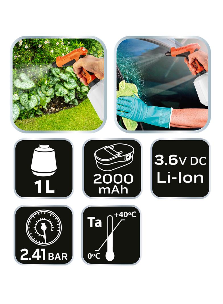 Opryskiwacz akumulatorowy micro-USB 3.6V