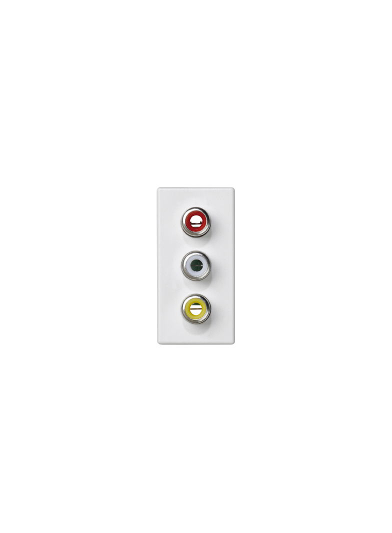 Simon Connect Płytka K45/2 złącz 3x RCA (CINCH) 225x45mm+wkłady z. śrub. czysta biel