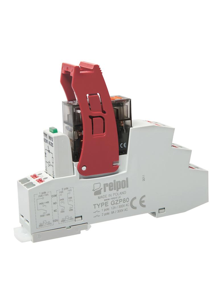 Przekaźnik interfejsowy PUSH‑IN 2P 230V AC 8A AgNi PI84P‑230AC‑M93G‑PS‑2012 864847 RELPOL