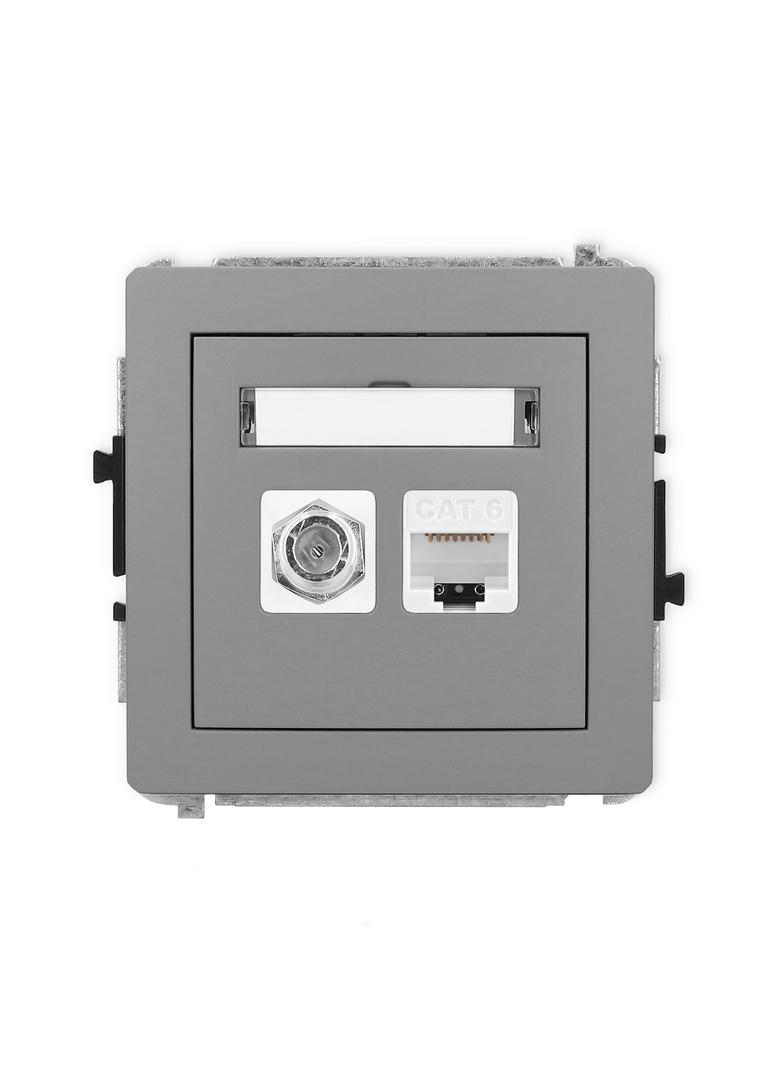 DECO Mechanizm gniazda antenowego poj. typu F (SAT) + gniazda komp. poj. 1xRJ45, kat. 6, 8-stykowy s