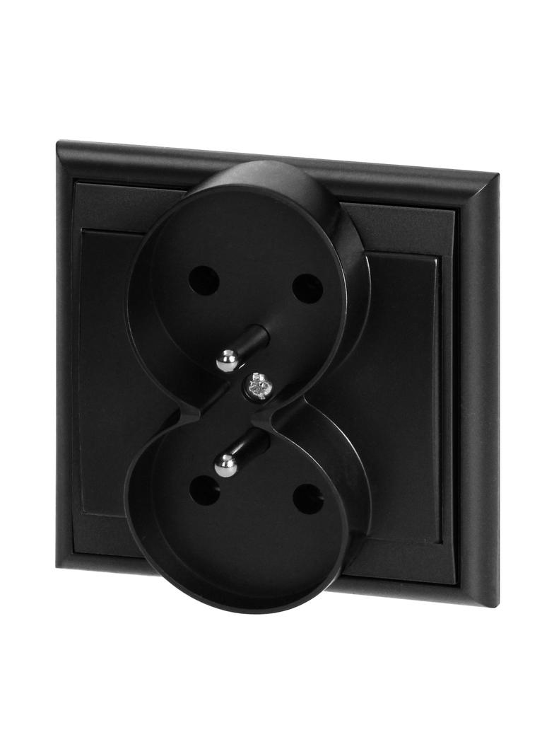 Gniazdo podwójne podtynkowe 2x2P+Z Luna, 16A, 250V, PT-6LR, czarny OR-OE-7606/B ORNO