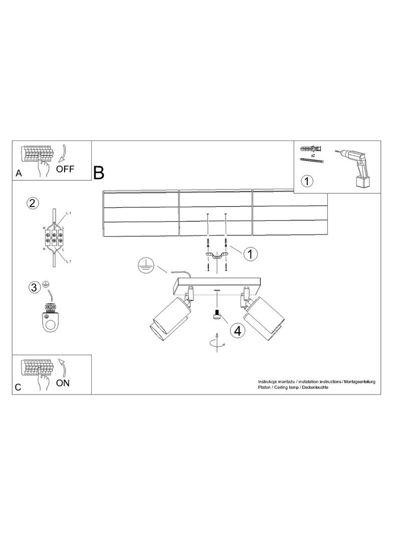 Plafon WINX 4 czarny/miedź