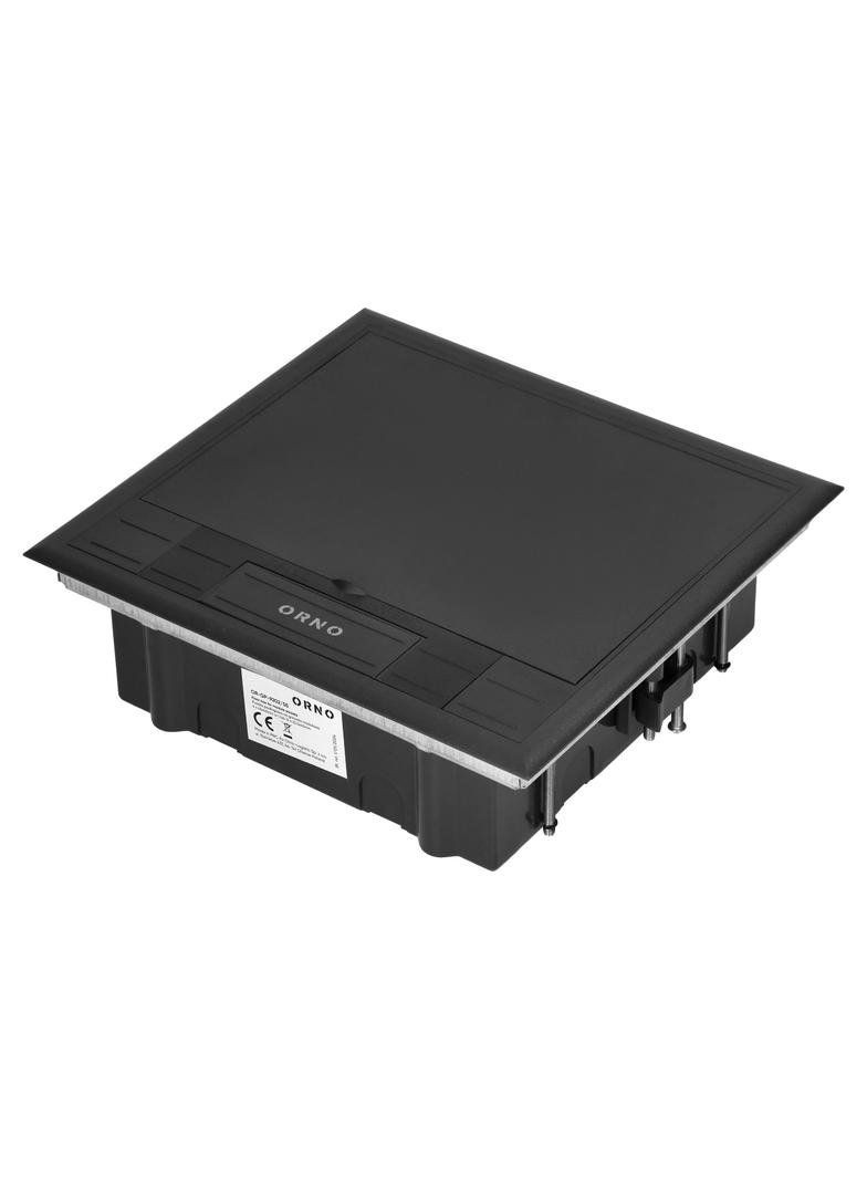 Puszka podłogowa na gniazda modułowe 6 x 45x45mm lub 12 x 22,5x45mm, pokrywa: stal nierdzewna, czarn