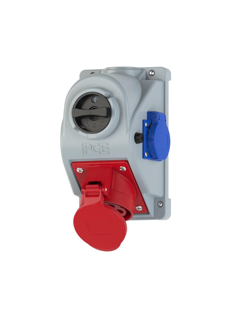 GNIAZDO Z WYŁĄCZNIKIEM COMBO-POL 32A 400V 3P+Z+N, gniazdo 230V, wył. 0-1 96062541W PCE