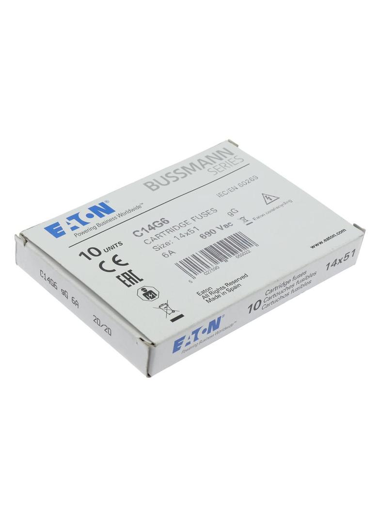 CYLINDRICAL FUSE 14 x 51 6A GG 690V AC Wkładka cylindryczna 14 x 51mm 6A GG 500V AC C14G6 EATON