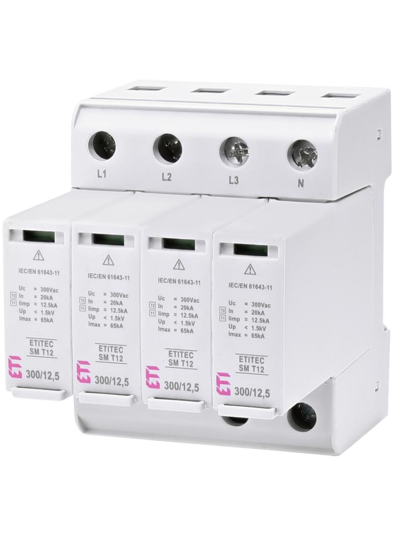 Ogranicznik przepięć T1+T2 (B+C) - bez prądu upływu TEC SM T12 300/12,5 4+0 002440546 ETI