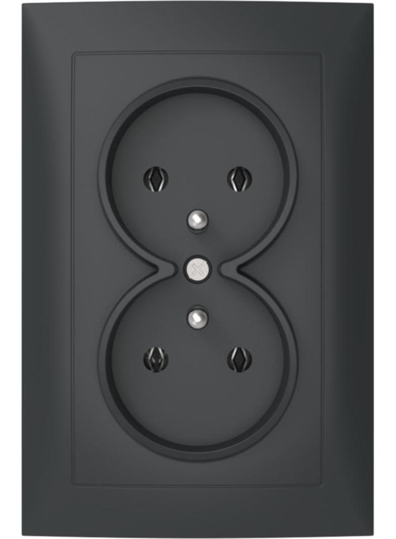 B.Kwadrat Gniazdo podwójne z uziemieniem kompletne, antracyt