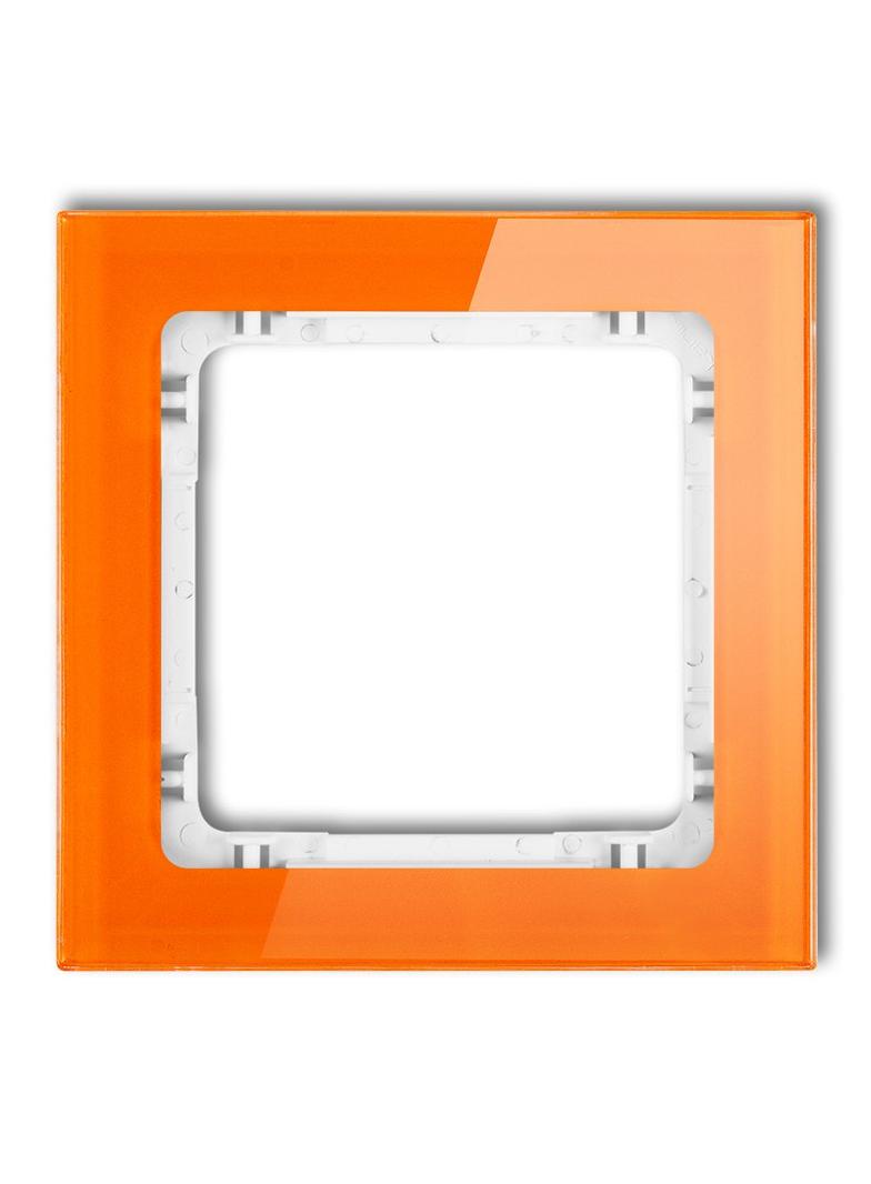 DECO Ramka uniwersalna pojedyncza- efekt szkła (ramka: pomarańczowa; spód: biały) pomarańczowy