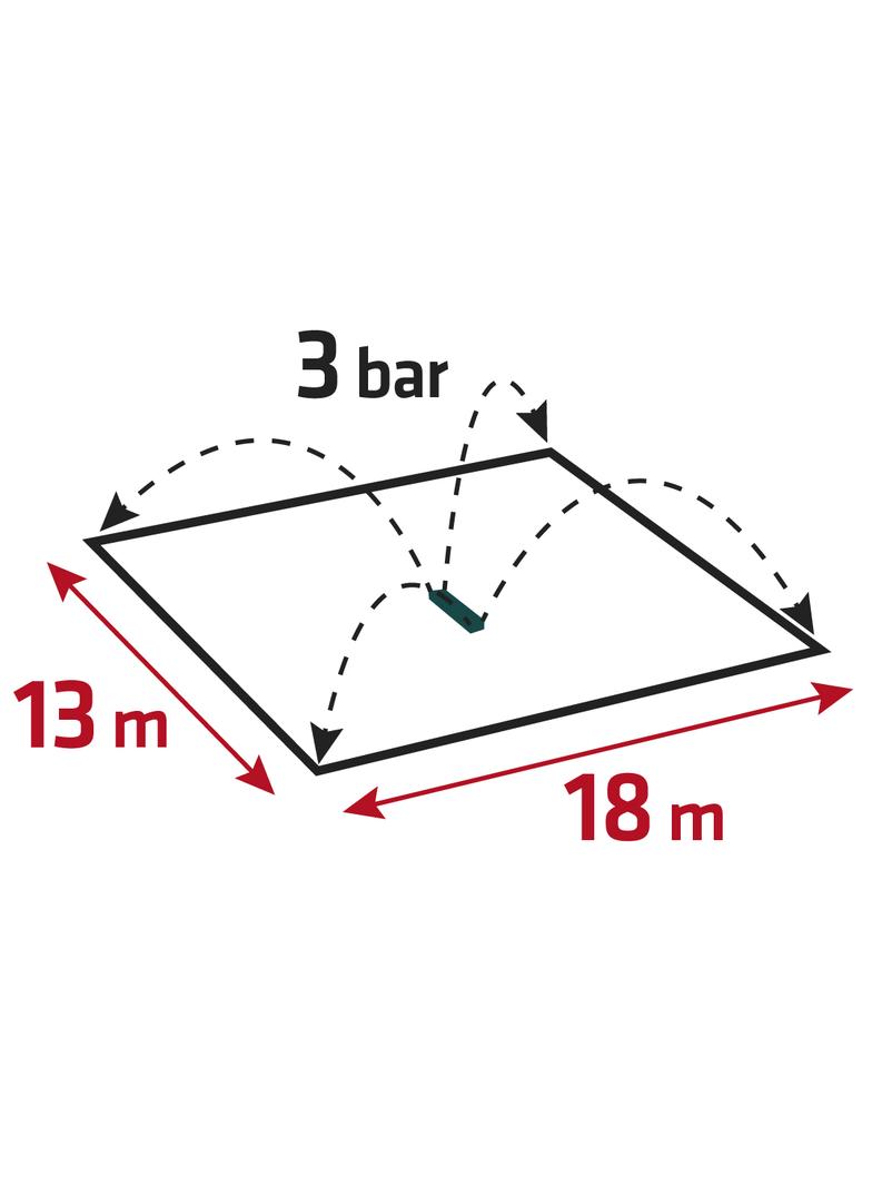 Zraszacz oscylacyjny, powierzchnia zraszania do 378 m2, 16 dyszy zraszających, igła do udrażniania d