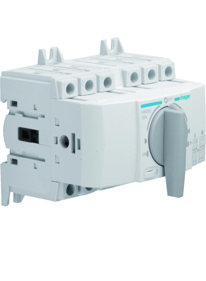Modułowy przełącznik zasilania 3x20A HIM302 HAGER