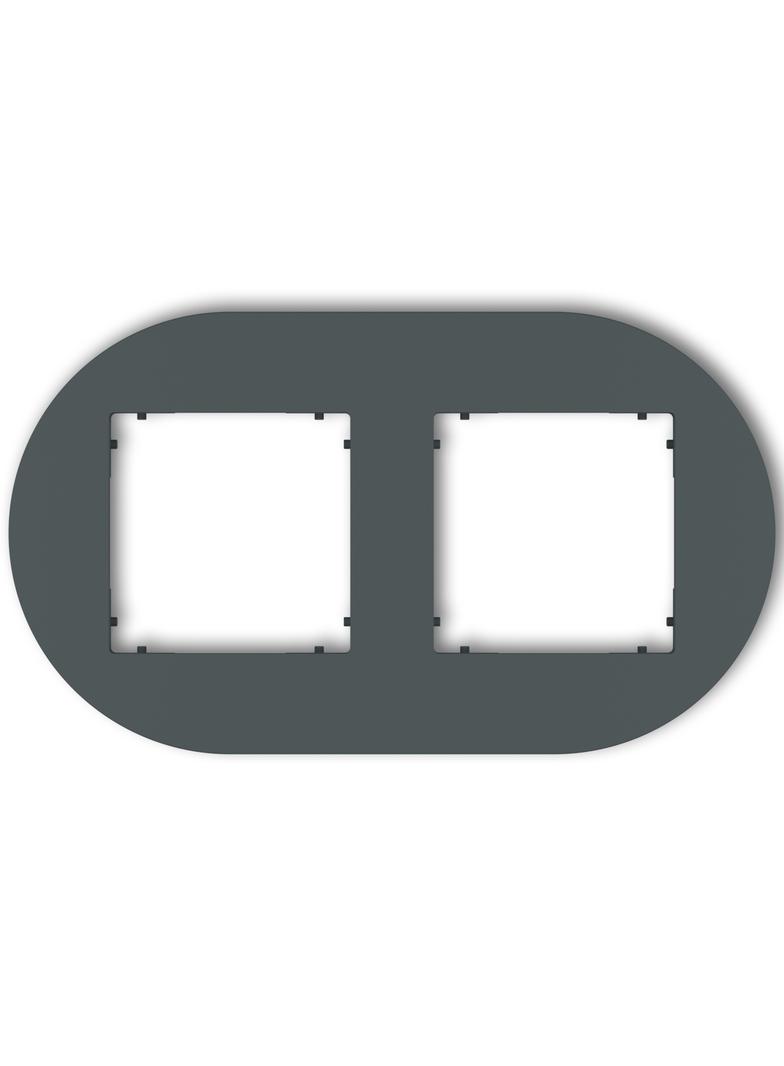 MINI Ramka uniwersalna podwójna okrągła z tworzywa grafitowy mat