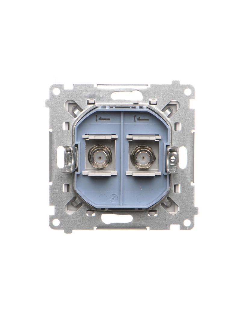 Simon 55 Gniazdo antenowe typu /F/ podwójne Do instalacji indywidualnych Jasnoszary mat