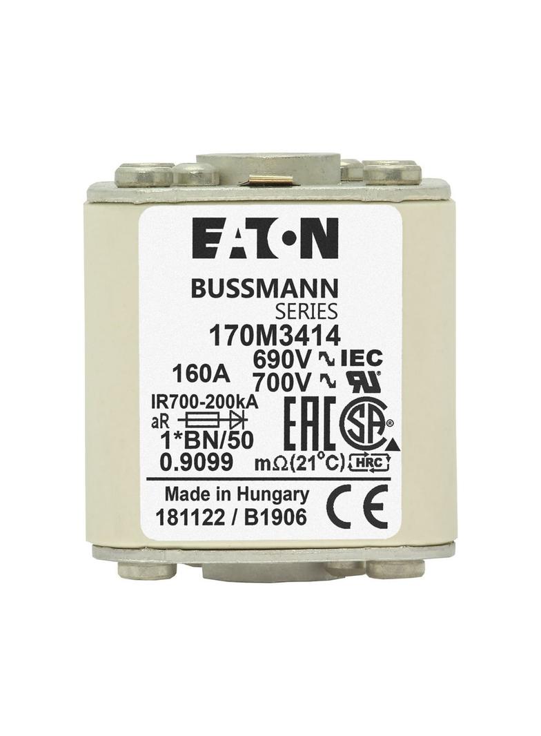 FUSE 160A 690V 1*BN/50 AR UC Wkładka szybka 160A AC 690V rozmiar 1 45x59x51 mm aR I 170M3414 EATON