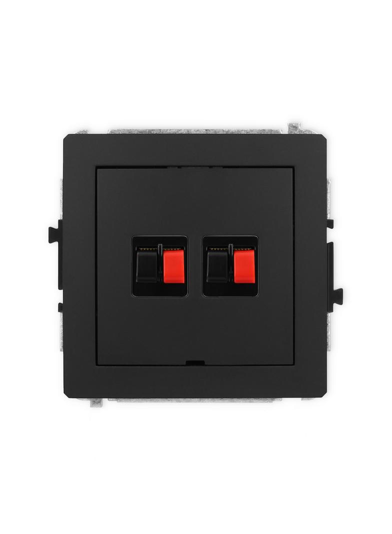 DECO Mechanizm gniazda głośnikowego podwójnego, bez pola opisowego czarny mat