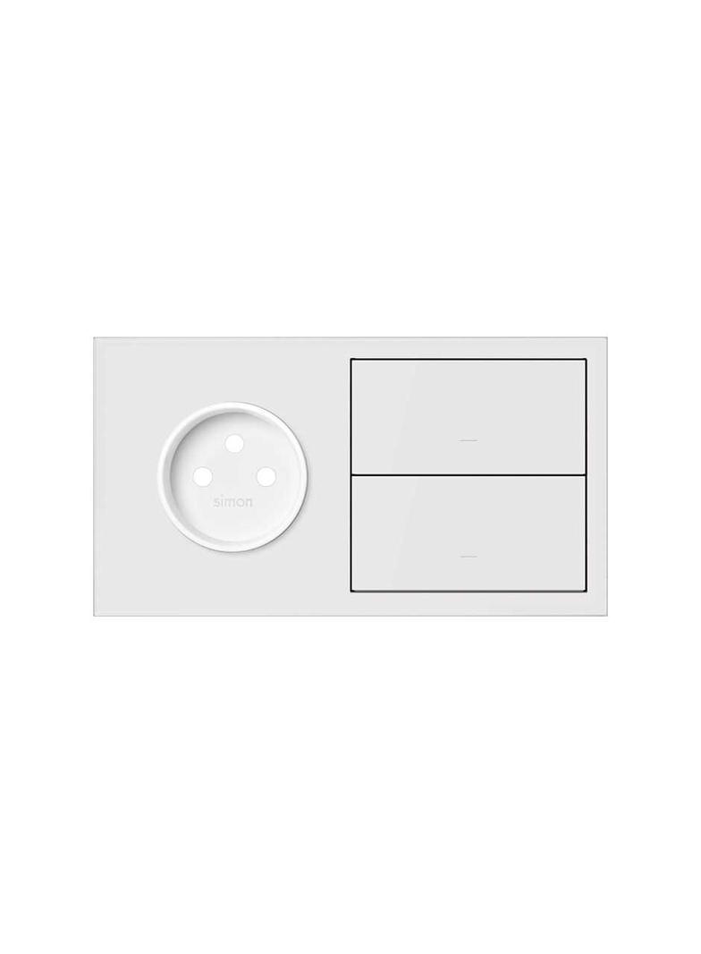 Simon 100 Panel 2-krotny: 1 gniazdo + 1 klawisz + 1 zaślepka biały mat 10020221-230 KONTAKT