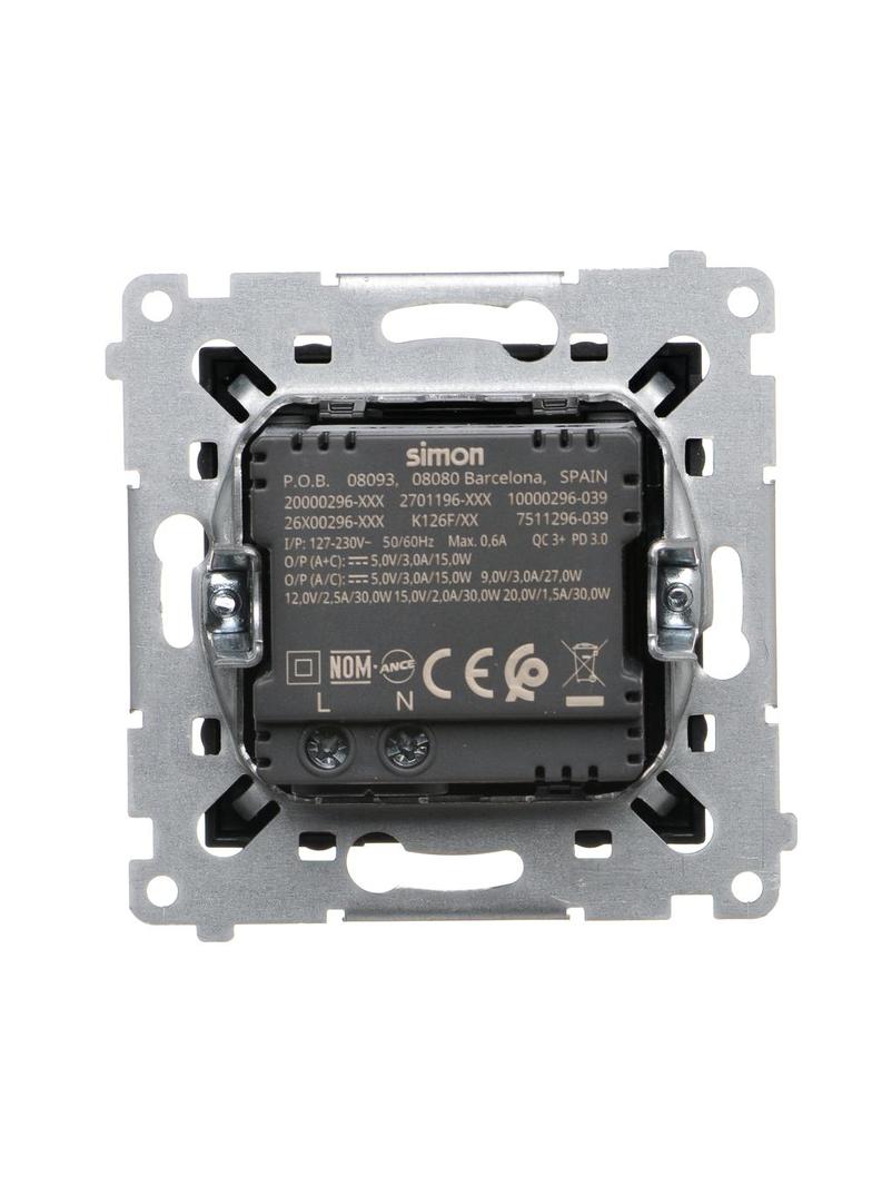 Simon 54 Ładowarka USB C+A 30W 230V czarny mat DEC2CAQ.01/49 KONTAKT