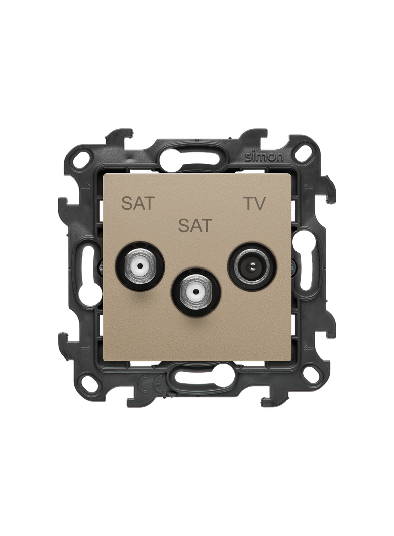 Simon 24 Gniazdo antenowe satelitarne podwójne SAT-SAT-R-TV szampański mat NASK2.01/34